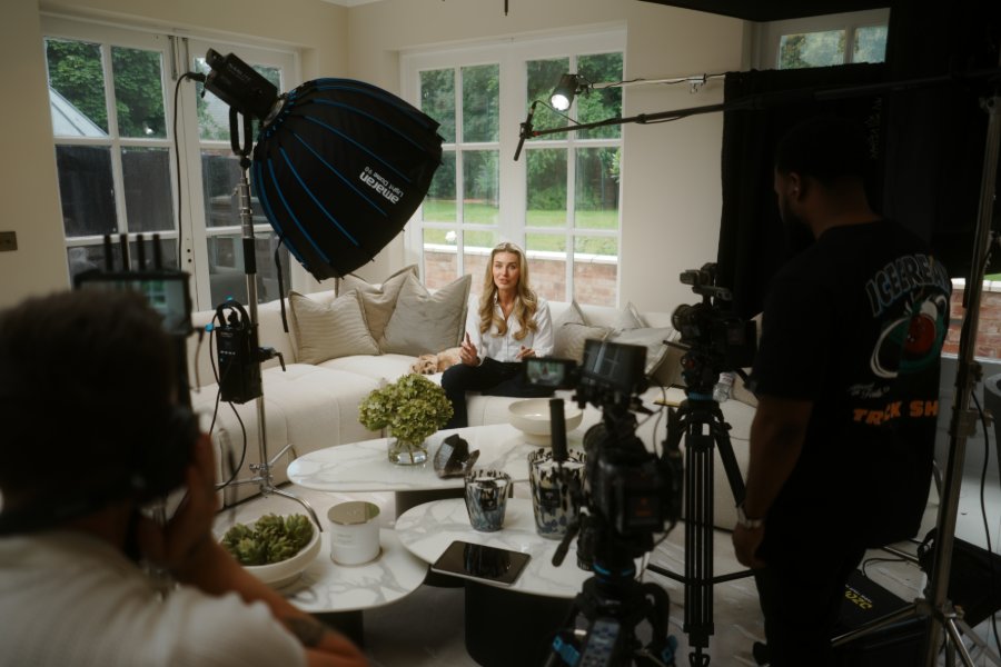 Interview set-up, lights and two cameras